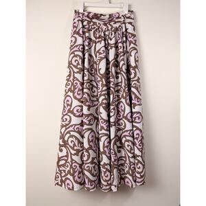 Cato Parisian Cafe Orchid Bouq Maxi Skirt Pink Brown XL NWT Pockets Garden Party